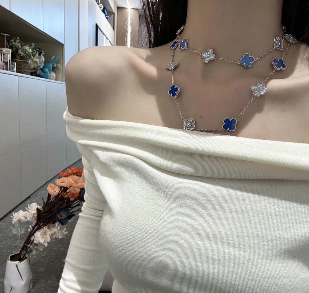 Van Cleef & Arpels Alhambra Blue Enamel Necklace Van Cleef & Arpels Alhambra Blue Enamel Necklace